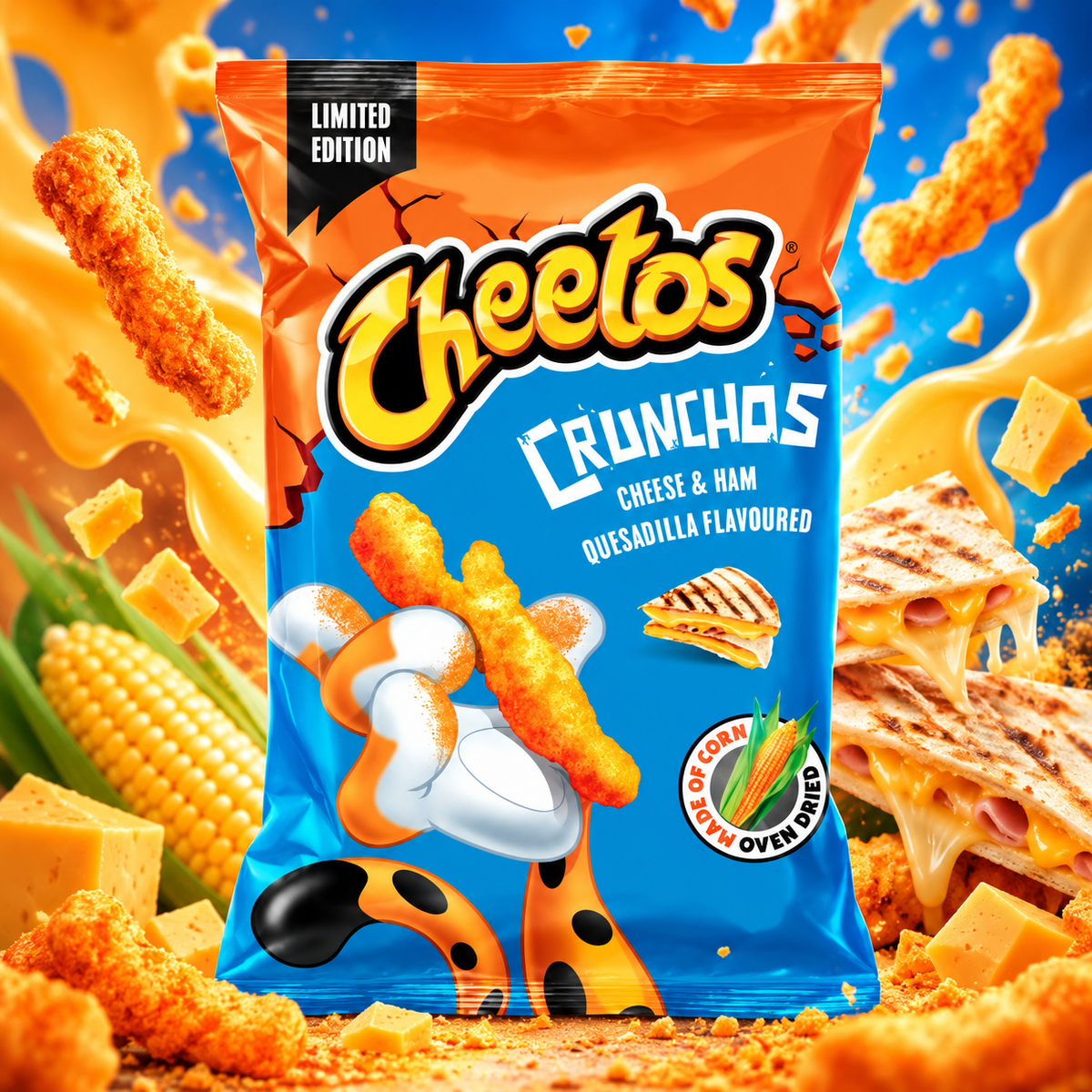 Cheetos Crunchos Ham & Cheese – Sonkás-sajtos ízesítésű ropogós kukoricasnack 85 g