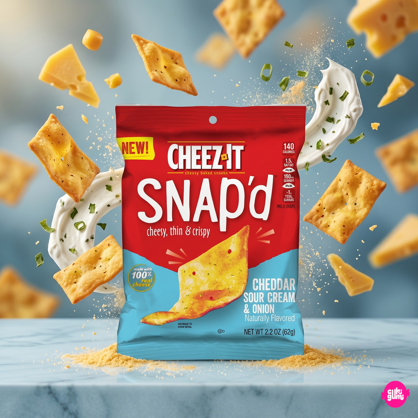 Cheez-It Snap'd Cheddar Sour Cream & Onion 62 g – Tejfölös-Hagymás Sajtos Cracker