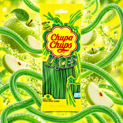 Chupa Chups Laces Green Apple – Zöldalma ízű gumicukor zsinór 90 g