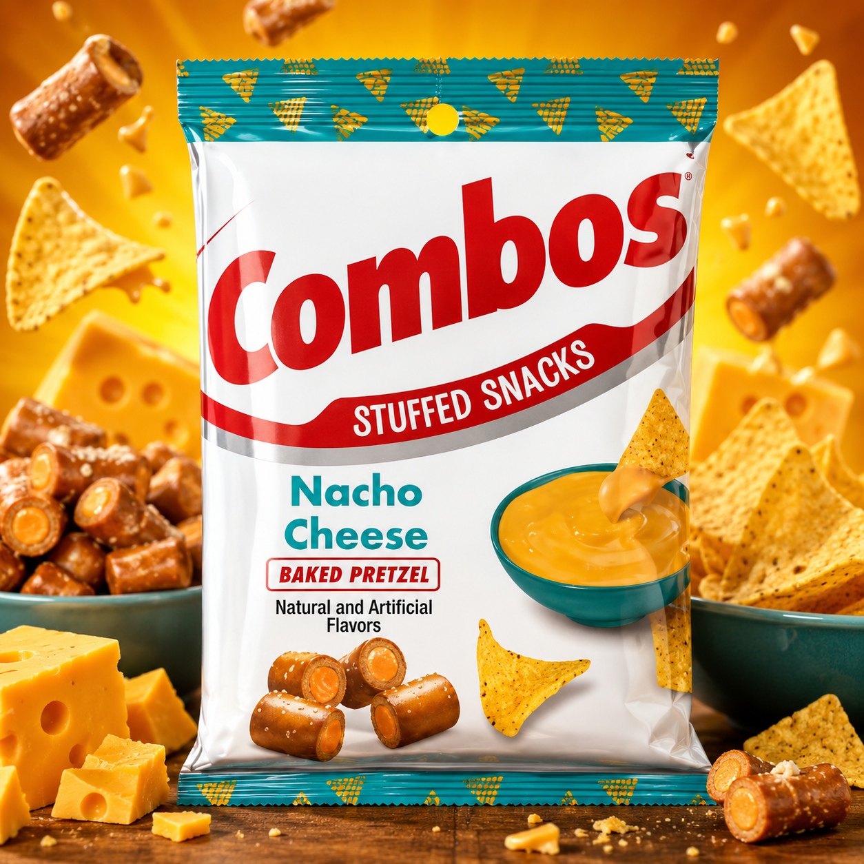 Combos Baked Pretzel Nacho Cheese 179g – Nacho Sajtos Töltött Perec