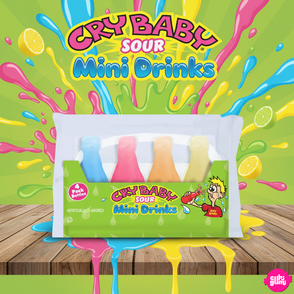 Cry Baby Wax Sour Mini Drinks – Extra savanyú folyadékkal töltött rágócukorka 39g