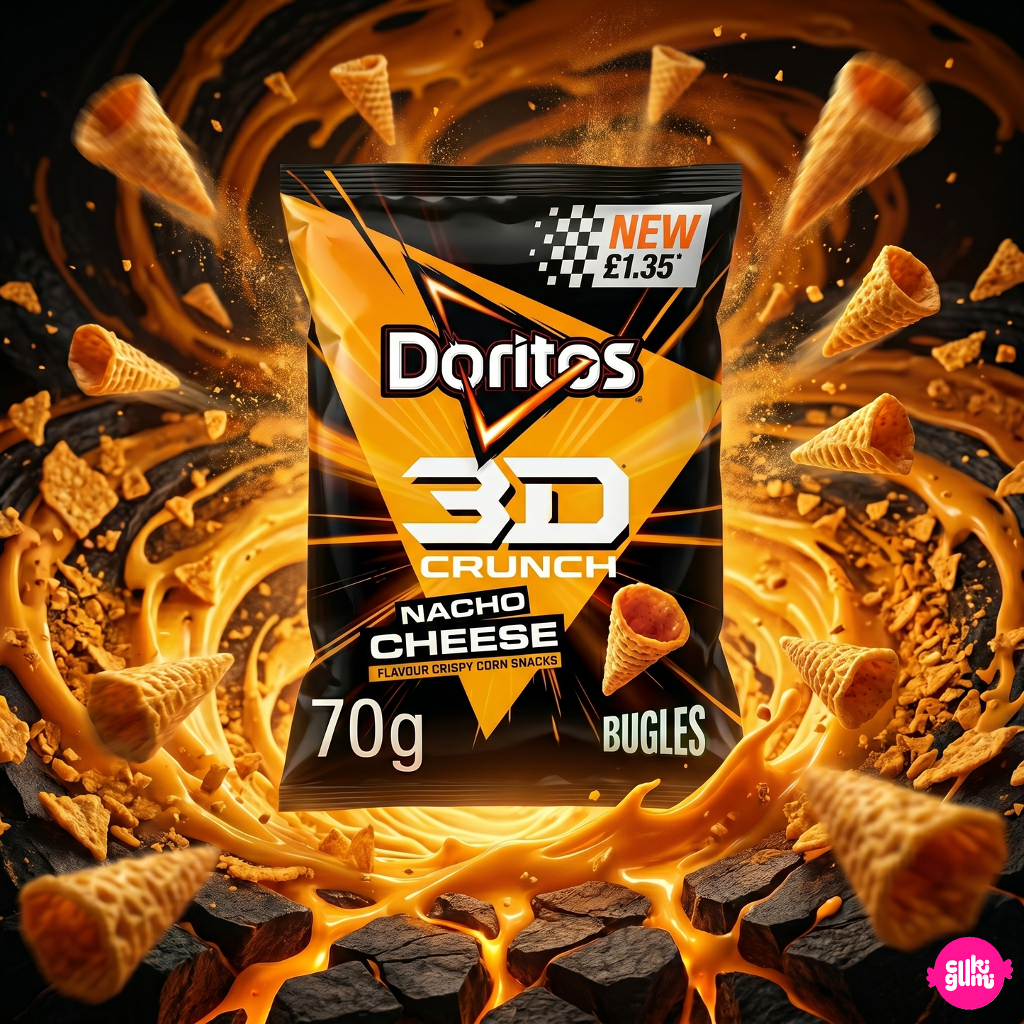 Doritos Bugles 3D Crunch Nacho Cheese 70 g – Roppanós Kukorica Snack Sajtos Ízzel