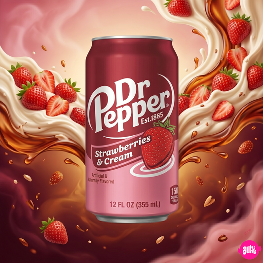 Dr Pepper Strawberries & Cream 355 ml – Epres-Krémes szénsavas Üditőital