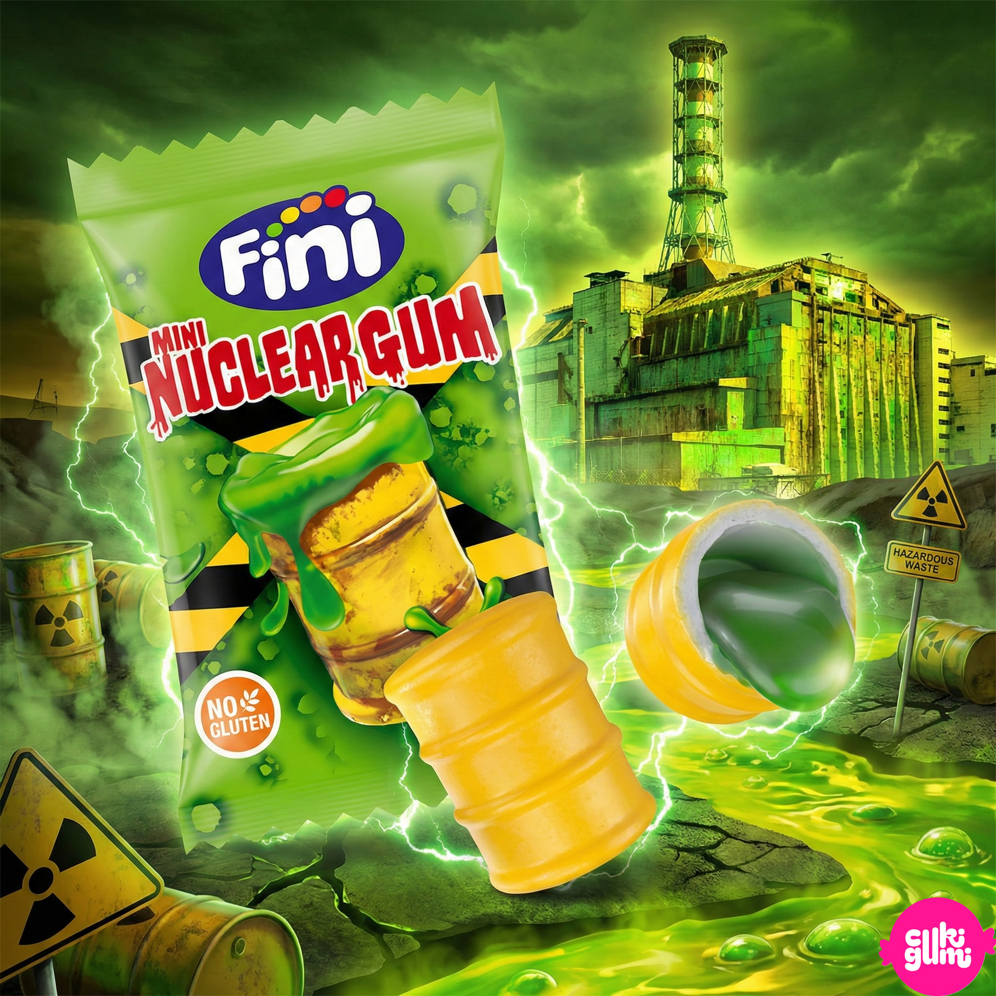 FINI Boom Nuclear Gum – savanyú folyékony töltelékes rágógumi 1 db
