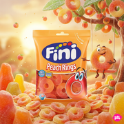Fini Halal Fizzy Peach Rings 75 g – Savanyú Barackos Gumigyűrűk