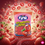 Fini Halal Strawberry Rings 75 g – Eper Ízű Gumigyűrűk