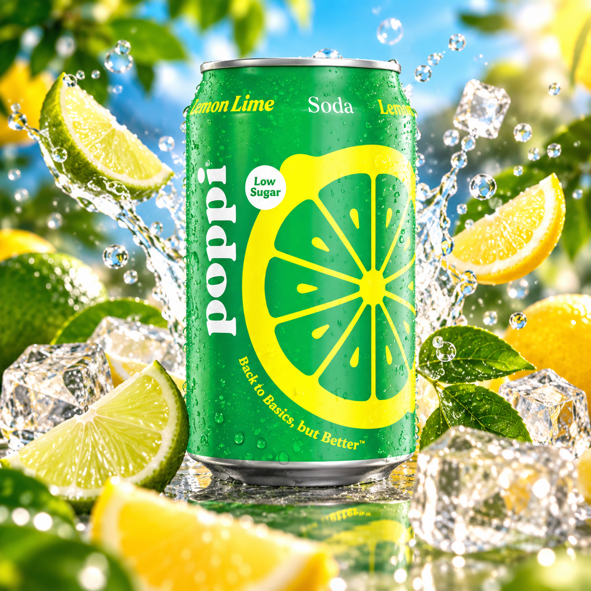 Poppi Lemon Lime – Citrom-lime ízű rostos szénsavas üdítő 330 ml