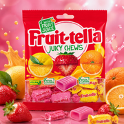 Fruit-tella epres, narancsos és citromos puha rágós cukorka mix 135 g – Juicy Chews