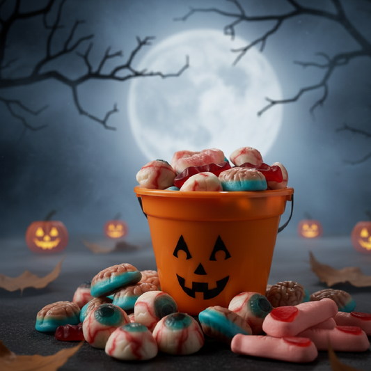 Trükk vagy Cukor Halloweeni Válogatás 500g - Ajándék Vödörrel!