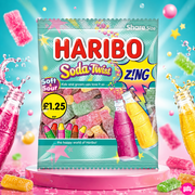 Haribo Soda Twist Z!ng 140 g – Savanyú Üdrítőital Ízű Gumicukor