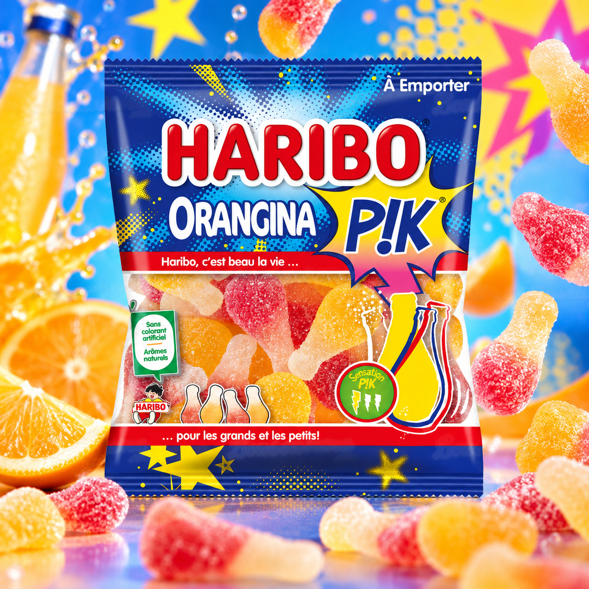 Haribo Orangina Pik – Savanyú Orangina ízű gumicukor 120 g