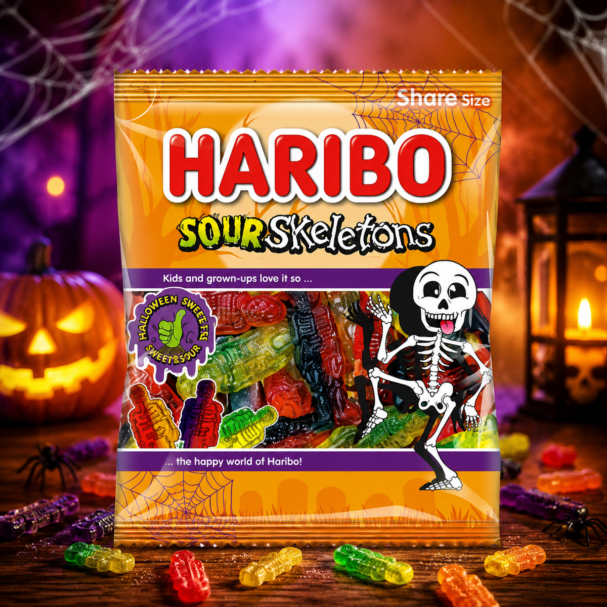 Haribo Sour Skeletons Savanyú Csontváz Gumicukor 160 g