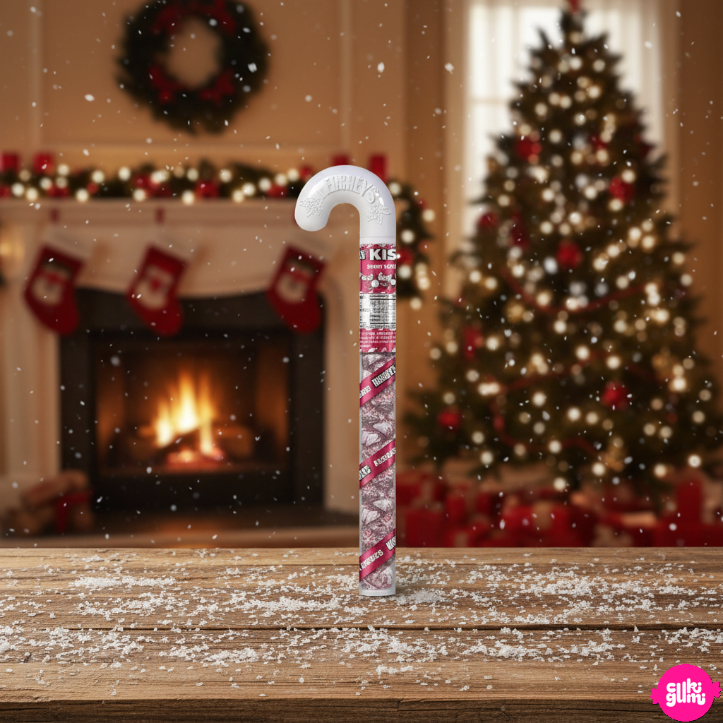 Hershey's Candy Cane Kisses Holiday Canes – White Chocolate Peppermint Dragee in a Candy Cane 86g