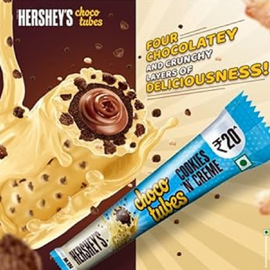 Hershey’s Choco Tubes Cookies ’n’ Creme – Ropogós csokicső, krémes kekszélménnyel! 25g