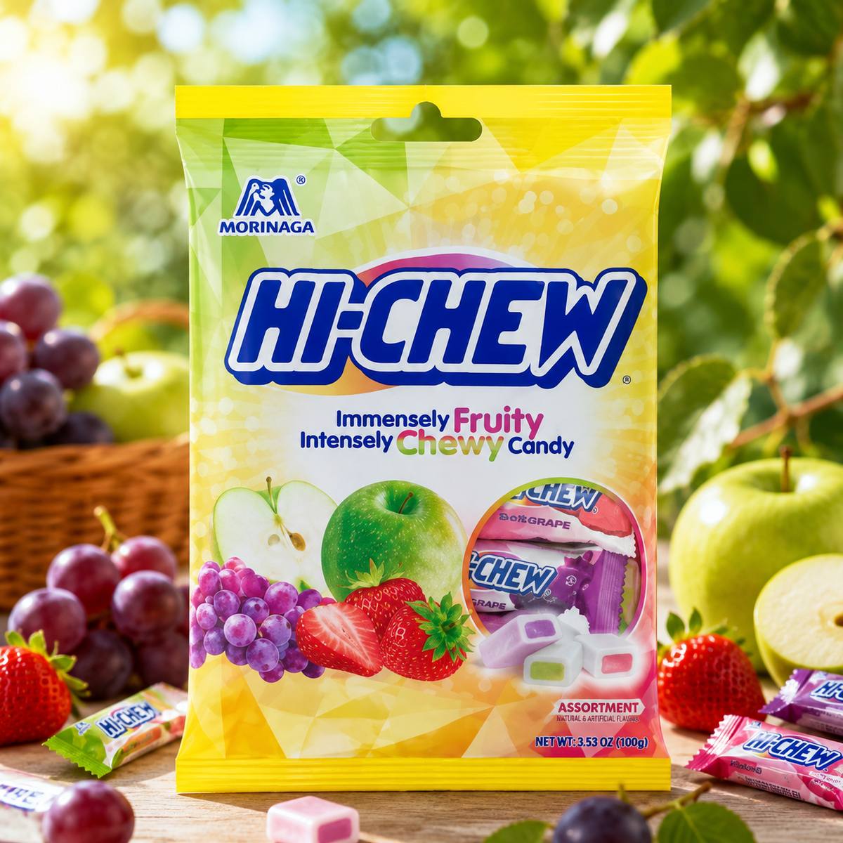 HI-CHEW Original Mix eper-, zöldalma- és szőlőízű rágócukorka 100 g