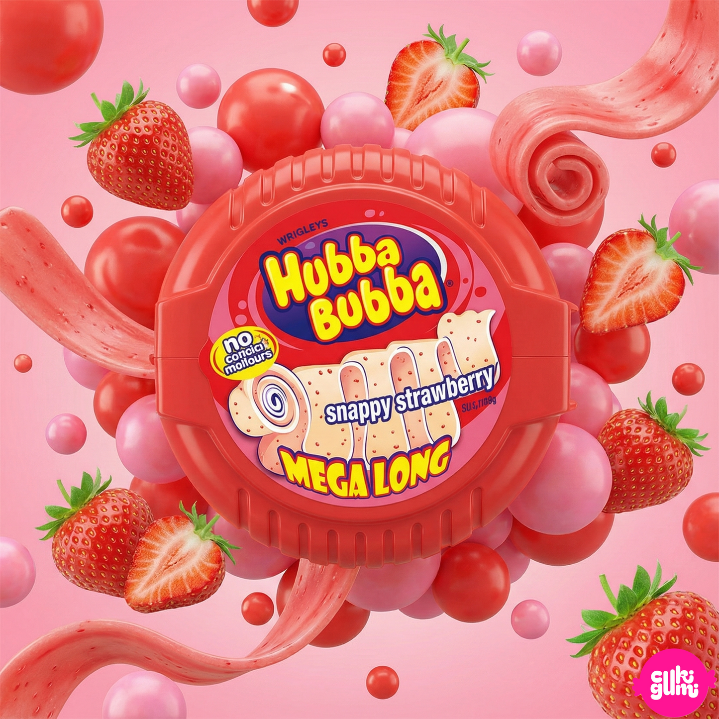 Hubba Bubba Mega Long Tape – Extra hosszú epres rágógumi szalag 56 g