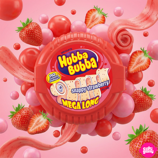 Hubba Bubba Mega Long Tape – Extra hosszú epres rágógumi szalag 56 g