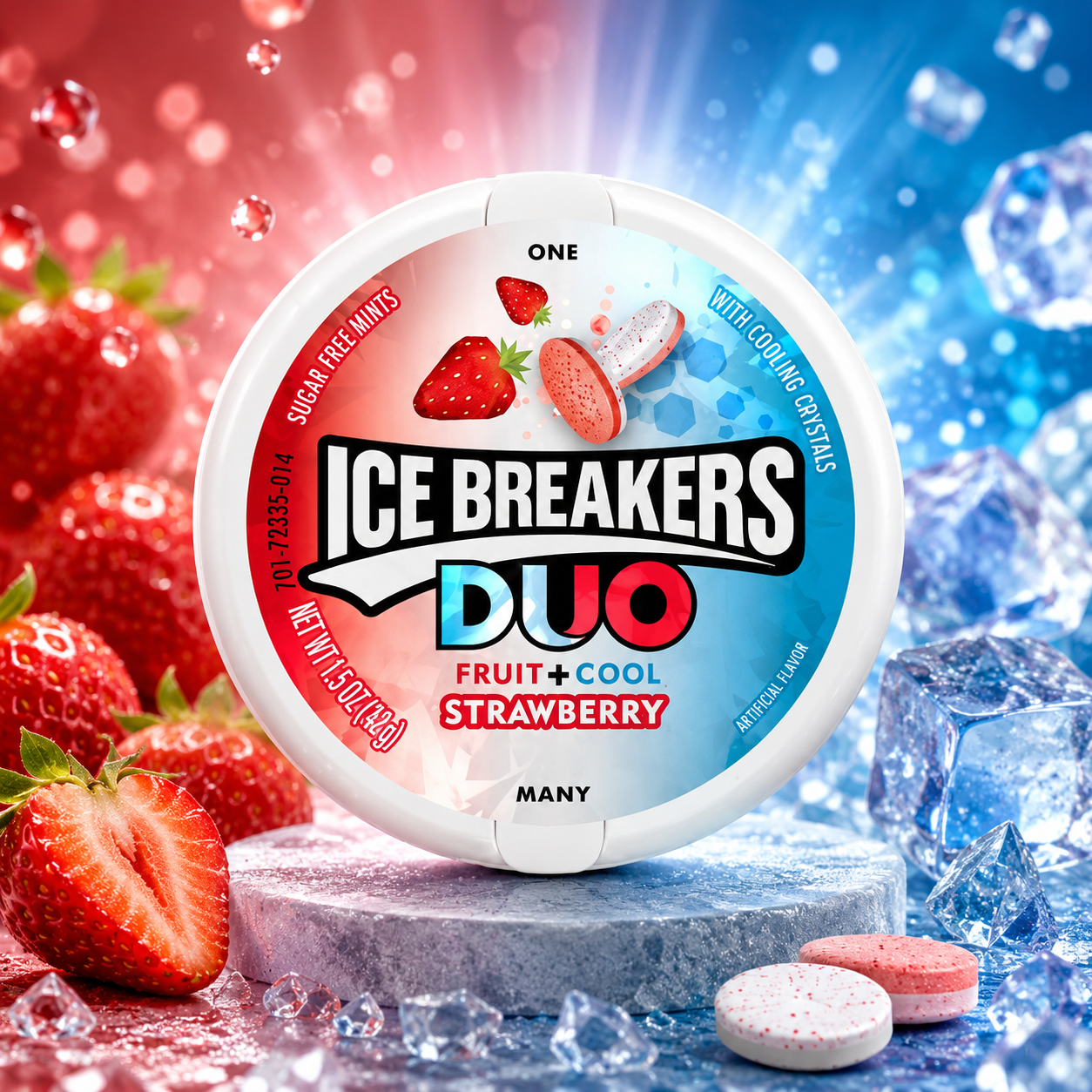 Ice Breakers Mints Duo Strawberry 36g – Sugar-Free Strawberry Mint Lozenges