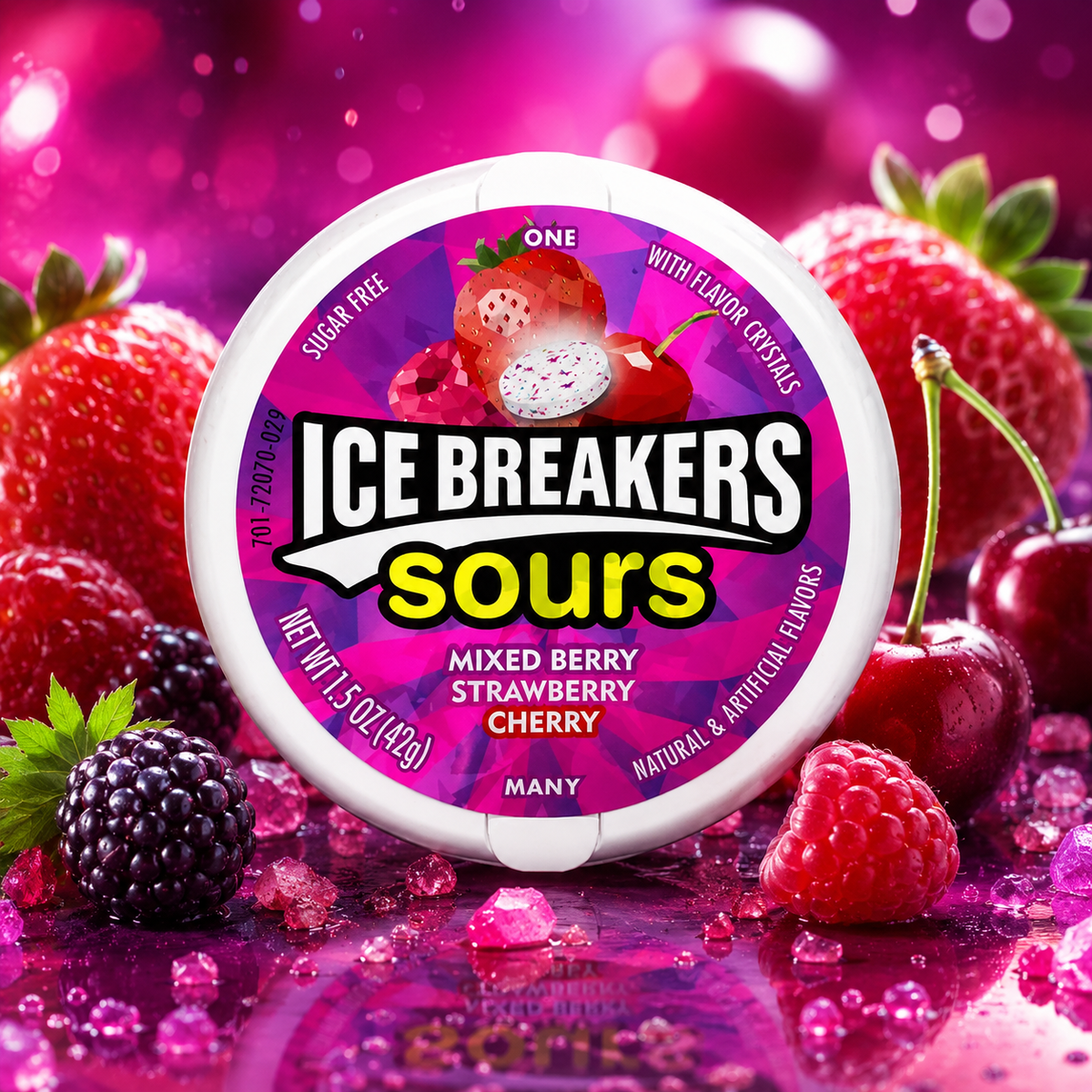 Ice Breakers Sours Mixed Berry Cukormentes Savanyú Bogyos Gyümölcsos Mentolos Cukorka 42 g