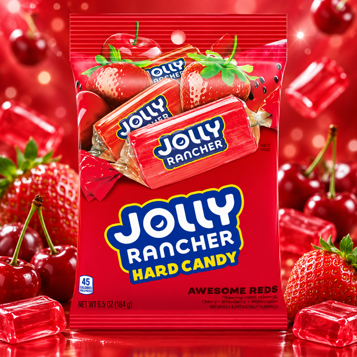 Jolly Rancher Hard Candy Awesome Reds 184 g - Piros gyümölcsízű keménycukorka válogatás 184 g