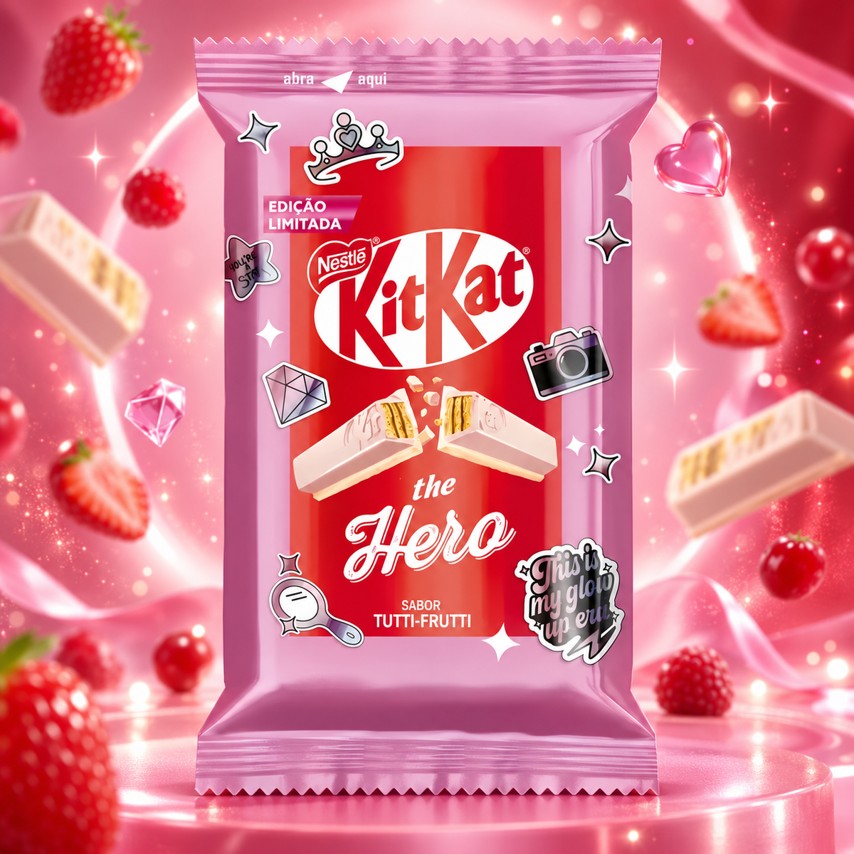 KitKat The Hero Tutti-Frutti – Tutti-frutti ízű bevonatos ostyaszelet 41,5 g