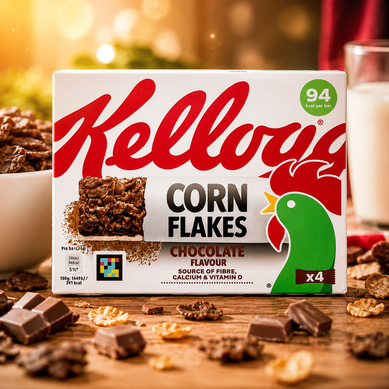 Kellogg's Corn Flakes Chocolate 4 db 96 g – Csokoládéízű, Tejes Kukoricapehely-Szelet