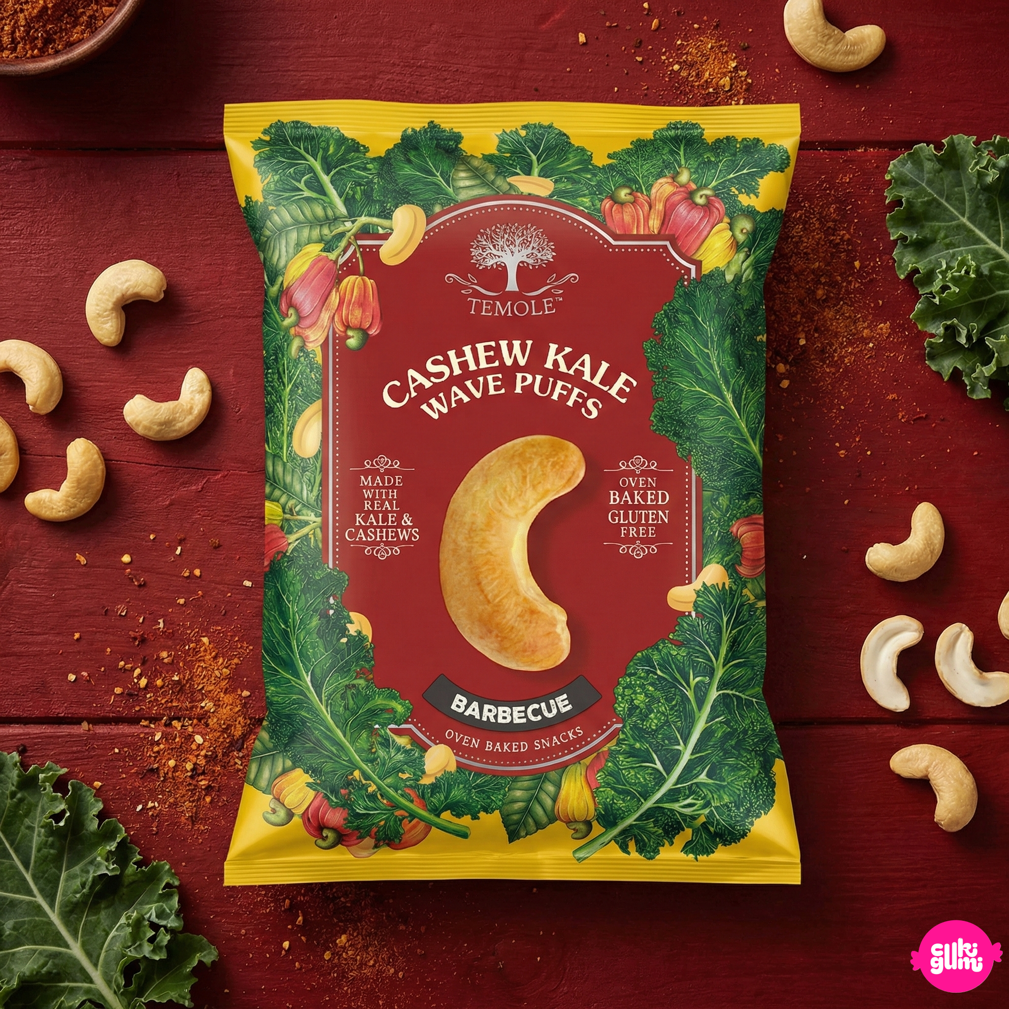 Temole Cashew Kale Puffs - Barbecue Flavor 50g