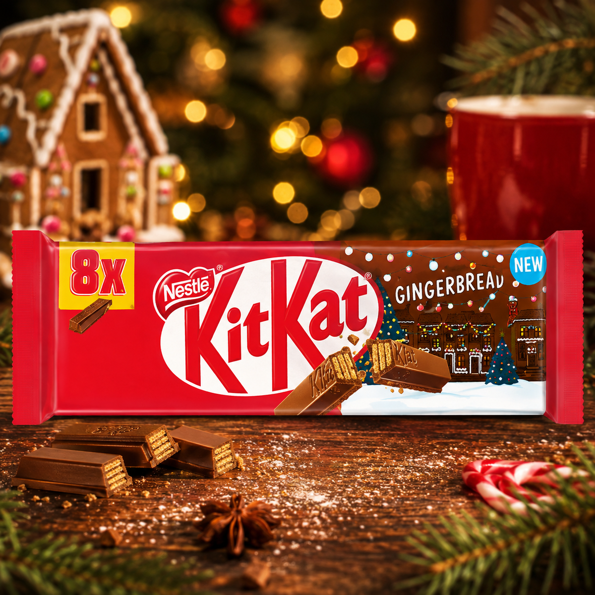 KitKat Gingerbread Mézeskalács ízű Tejcsokoládés Ostya 8 csomag 165,6 g