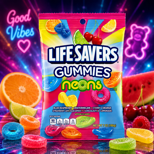 Lifesavers Gummies Neons 198g – Neon Színű Gyümölcsízű Gumicukor
