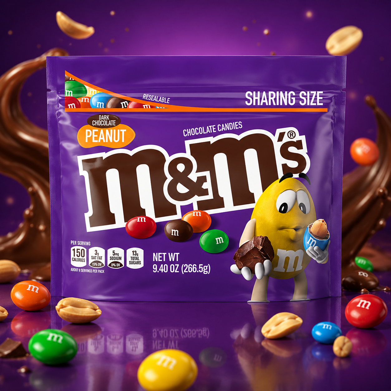 M&M's Dark Chocolate Peanut 267g – Étcsokoládés Mogyorós Drazsé