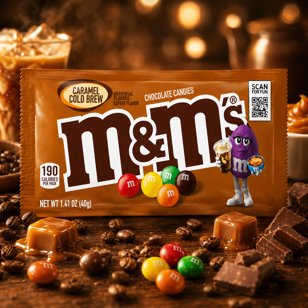 M&M's Caramel Cold Brew 40g – Kávés-Karamellás Tejcsokoládés Drazsé