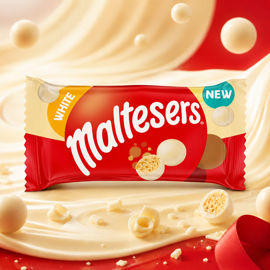 Maltesers White 30g – Fehércsokoládés Mézsejtgolyók