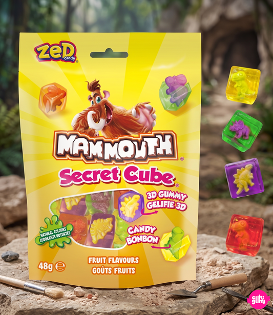 Zed Candy Mammouth Secret Cube 48 g – Meglepetés Zselé Kocka Dinós Belsővel