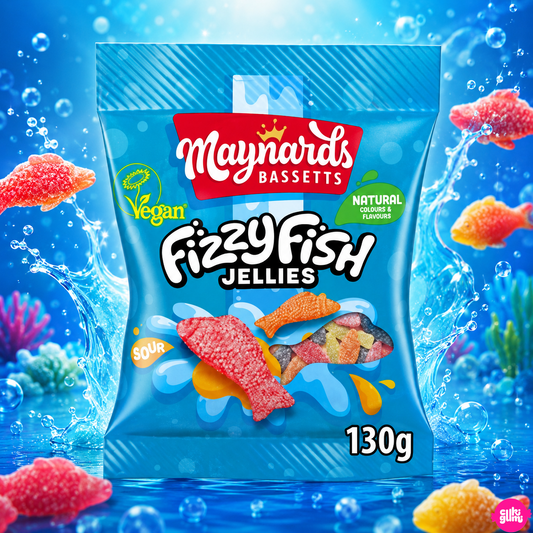 Maynards Bassetts Fizzy Fish Jellies 130 g – Savanyú Gyümölcsízű Gumicukor