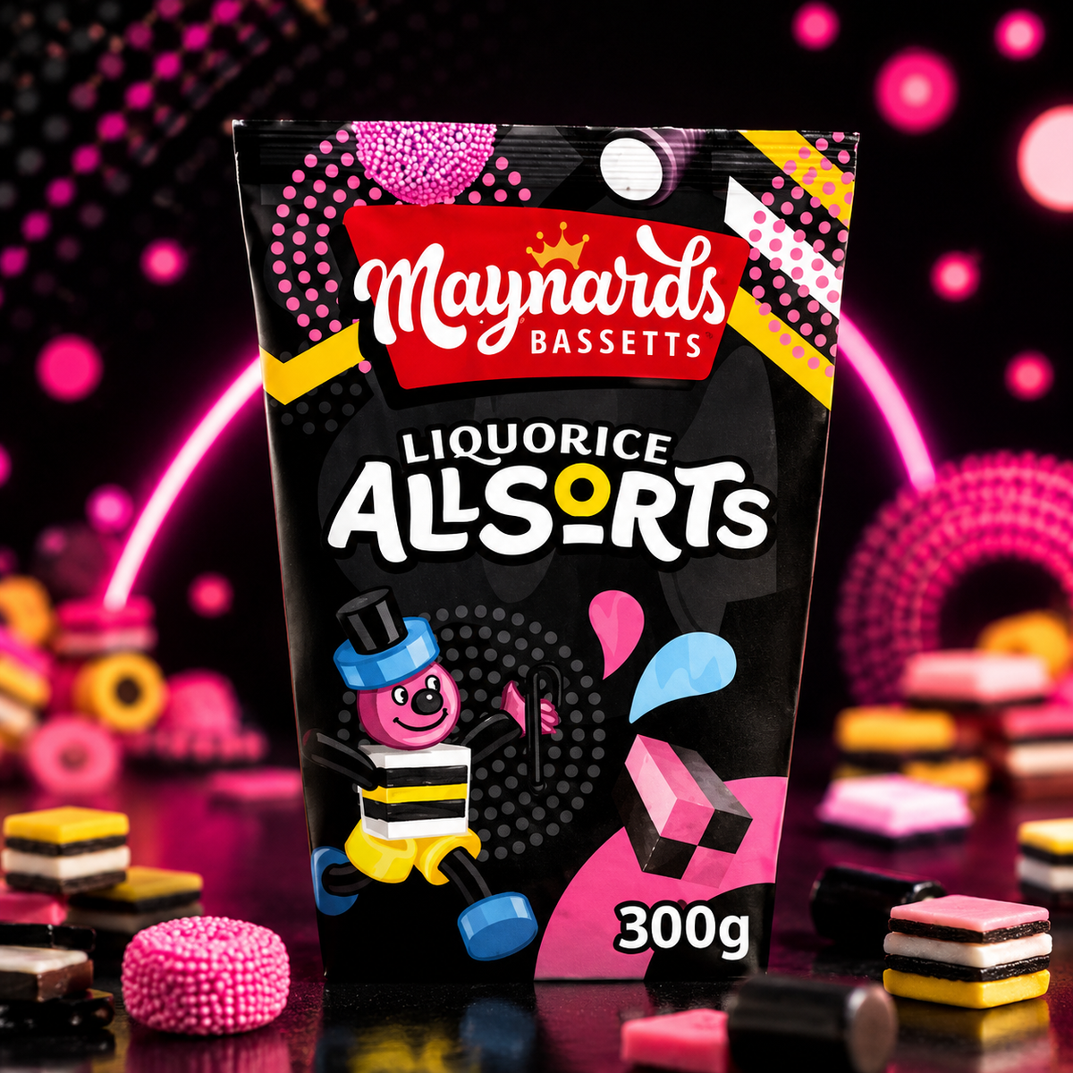 Maynards Bassetts Liquorice Allsorts vegyes édesgyökér-cukorka válogatás 300 g