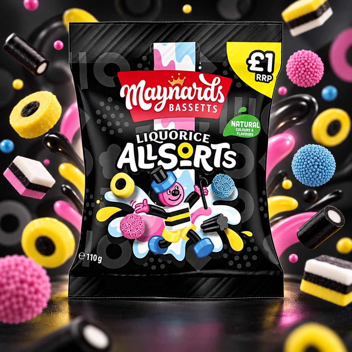 Maynards Bassetts Liquorice Allsorts 110 g - Vegyes édesgyökér cukorka válogatás 110 g