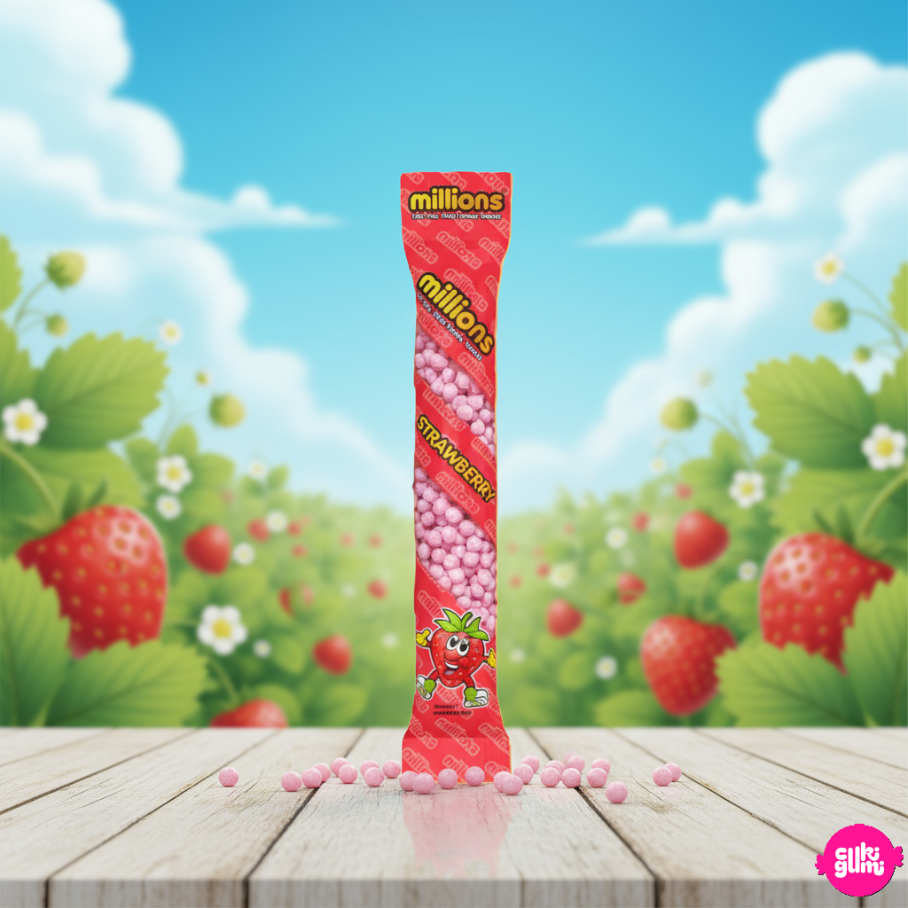Millions Strawberry – Epres rágócukorka 55g