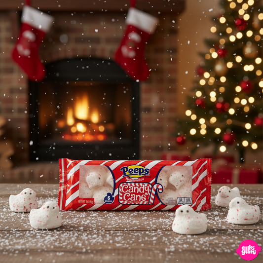 Peeps Candy Cane – Cukorpálcás karácsonyi pillecukor 5 darabos csomag 43g