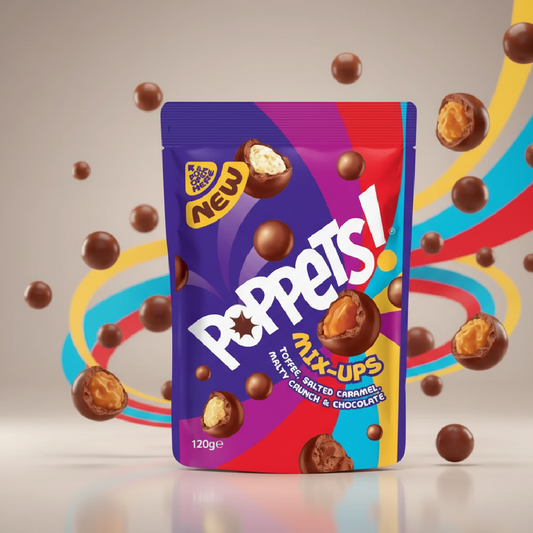 Poppets Mix-Ups – Vegyes Töltött Tejcsokoládé Golyók 120g