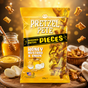 Pretzel Pete Pieces Honey Mustard & Onion 120g – Mézes Mustáros-Hagymás Amerikai Perecdarabok