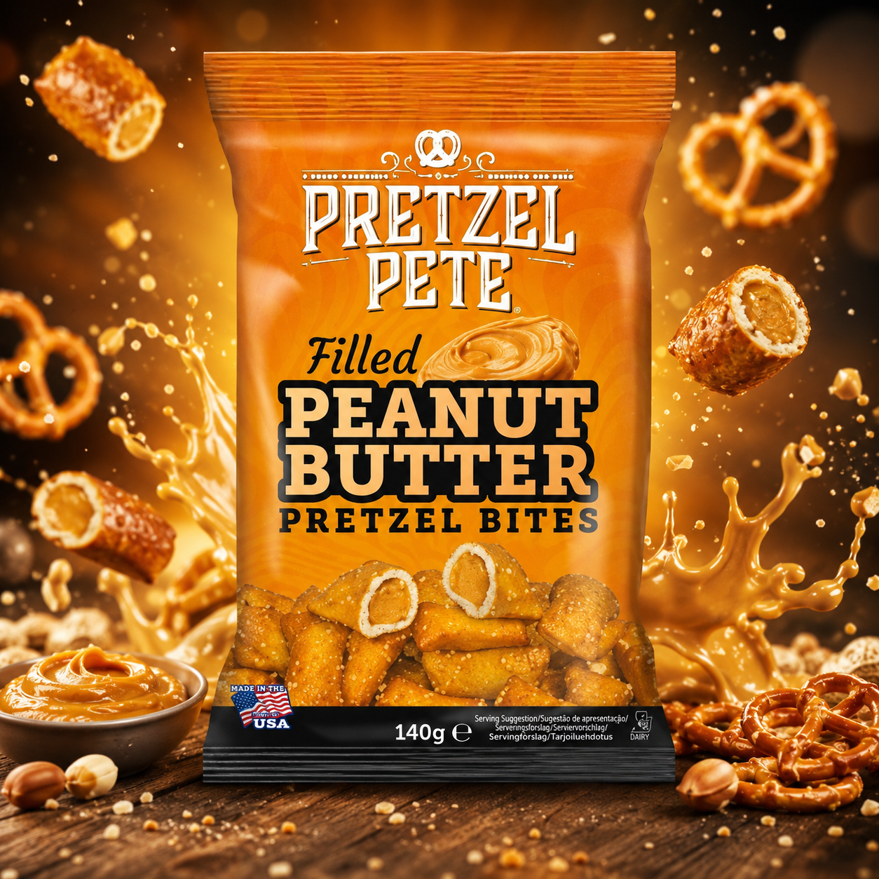Pretzel Pete Peanut Butter Filled Pretzel Bites 110g – Mogyoróvajas Töltött Perecgolyók