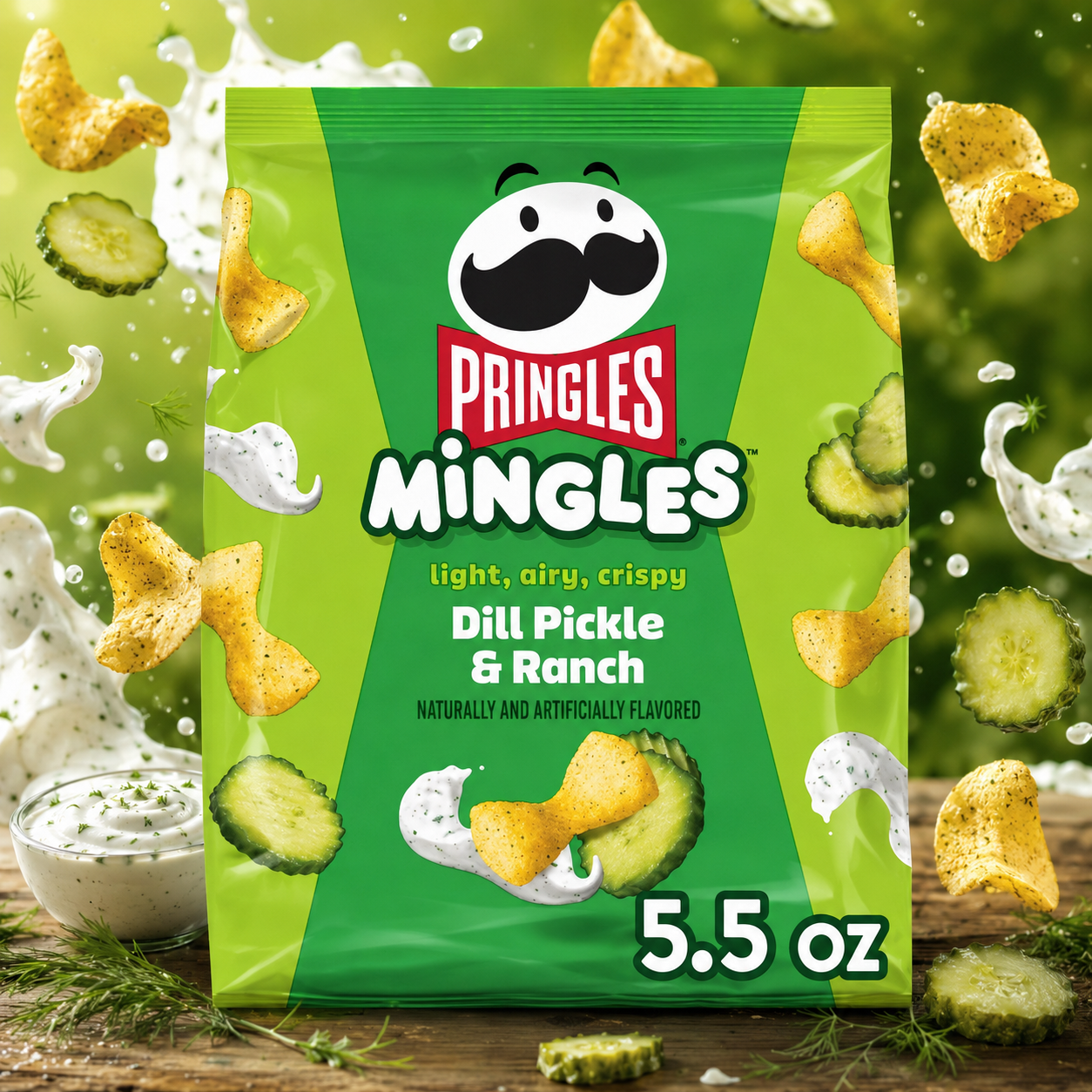 Pringles Mingles savanyú uborkás-ranch ízű ropogós kukoricasnack 156 g – Dill Pickle & Ranch