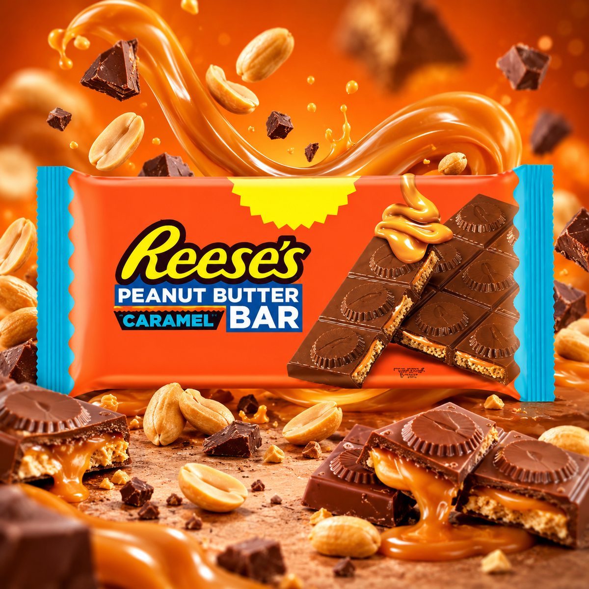 Reese's Peanut Butter Caramel Bar – Földimogyoróvajas-karamellás csokoládéízű tábla 92 g