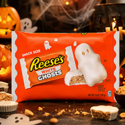 Reese’s Snack Size földimogyoróvajas mini szellemek fehér krémbevonattal 272 g – Peanut Butter White Ghosts