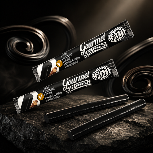 FINI Gourmet Vegan Black Liquorice 32g – Vegán Fekete Édesgyökér Rúd