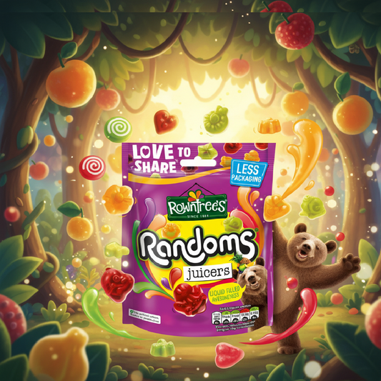 Rowntree's Randoms Juicers – Válogatott Gyümölcsízű Töltött Gumicukor 140g