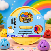 Squishy Bun Dumpling Rainbow Edition – Regenbogenfarbenes Mini-Knödel-Squishy-Spielzeug