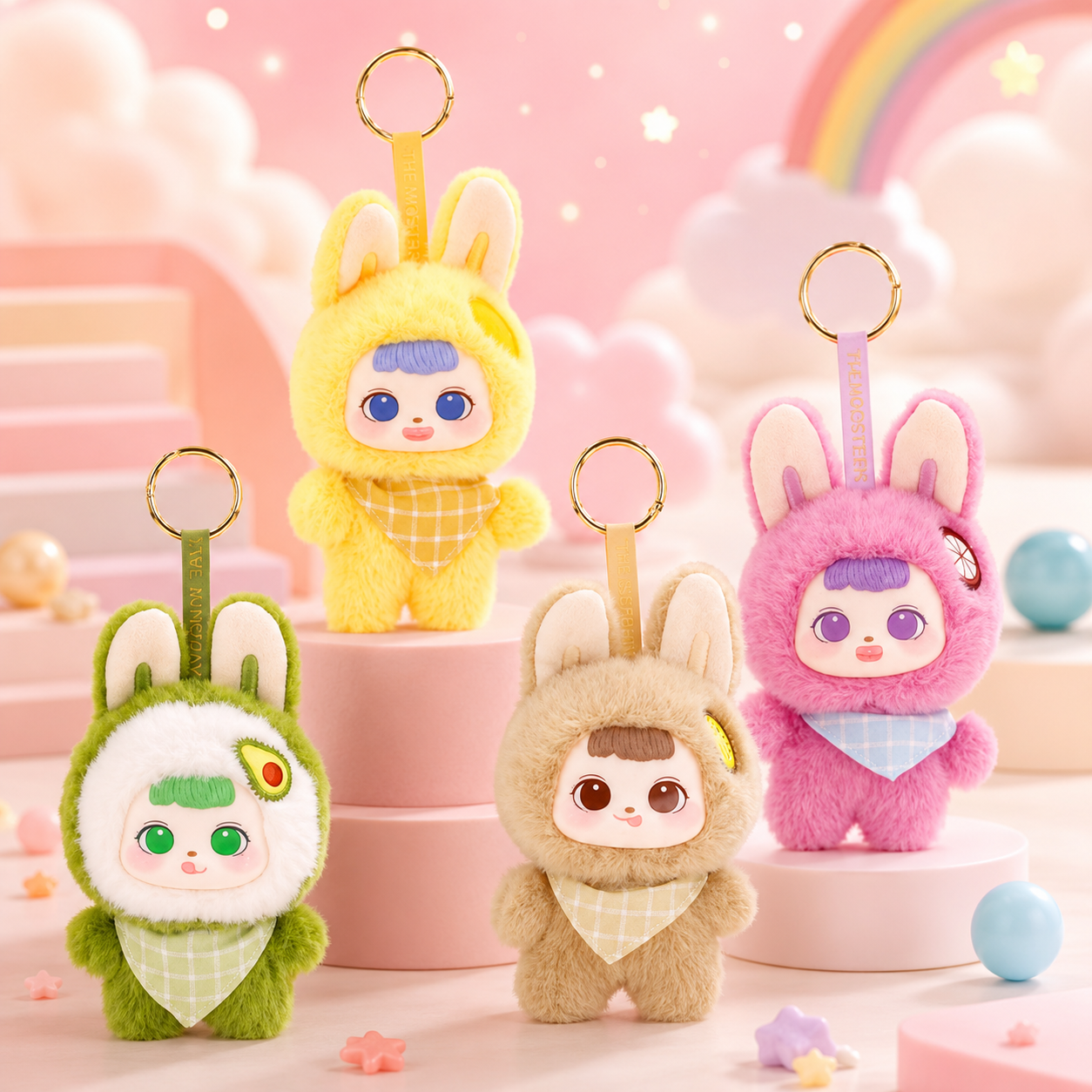 Shui Guo Baby Gyümölcsös Kawaii Nyuszi Plüss Kulcstartó 14 cm – Shui Guo Baby Kawaii Bunny