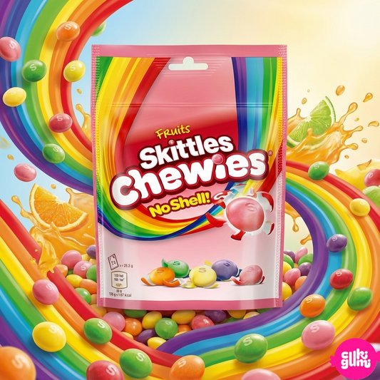 Skittles Chewies Fruit – Gyümölcsízű puha cukorkák 137 g