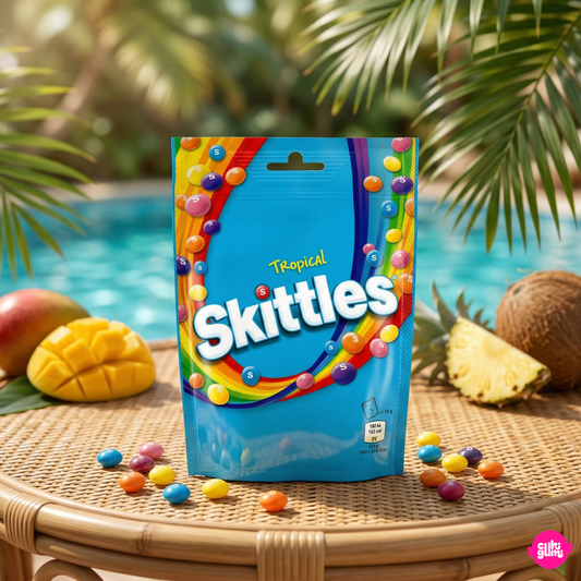 Skittles Tropical 136 g - Trópusi gyümölcs ízű cukorkák roppanós cukormázzal
